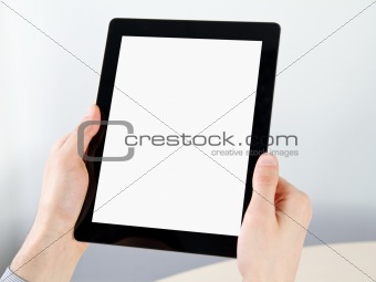 Holding Electronic Tablet PC In Hands