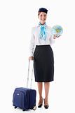 Stewardess with a globe
