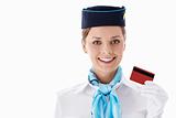 Stewardess with a credit card