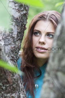 Beautiful girl and tree
