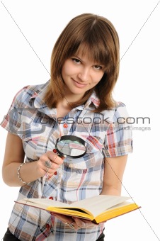 Eye and magnifying glass and book 