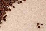 Coffee beans on canvas