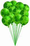 Bunch of Irish Green Balloons with Shamrocks
