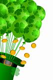 Leprechaun Hat with Shamrock Balloons and Gold Coins