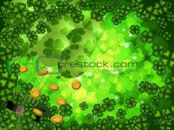 Shamrock Four Leaf Clover Background with Balloons