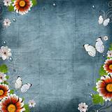 Vintage Floral design background flowers and butterflies