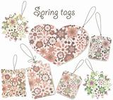 vector spring tags with floral pattern