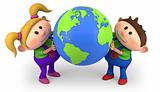 kids holding globe