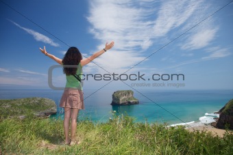 woman and islet in Asturias