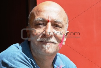 facial of senior Indian Male van dike beard