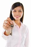 Sales woman with a key