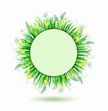 Beautiful Green Round Frame. Vector Illustration of Grass in Circle Isolated on white Background