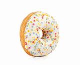 Doughnut covered in sprinkles isolated on white background
