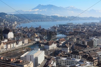 Winter cityscape of Lucerne Switzerland