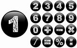 Alphabet Chalk Numbers in shiny Black Buttons