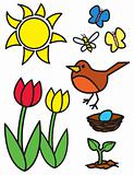 Cartoon Springtime Items and Animals