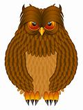 Brown Horned Owl Illustration