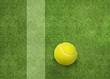 tennis ball beside the court line