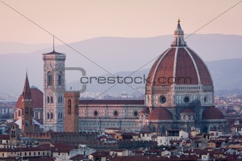 Sunset view of Duomo cathedral in Florence, Italy