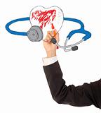 a stethoscope and a heart on a white background