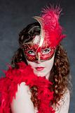 Beautiful lady in a red mask