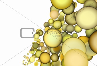 3d render abstract multiple yellow bubble backdrop