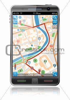 Smart Phone with GPS Navigation Application