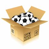 Cardboard Box with Soccer Balls