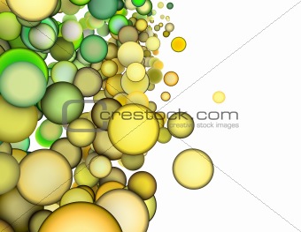 3d render abstract multiple green yellow bubble backdrop