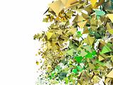 3d render abstract yellow green fragmented backdrop