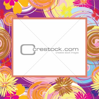 Abstract frame with flowers and oval elements