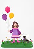 Girl with balloons and dog