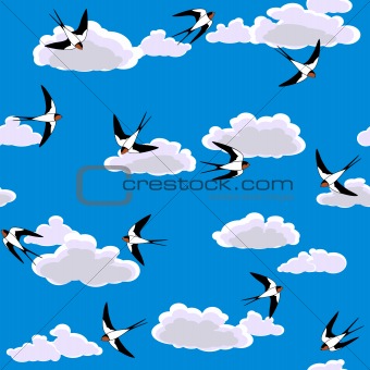 swallow flying to sky seamless background