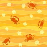 crabs and shellson the beach seamless background