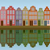 Amsterdam houses on the canal bank seamless