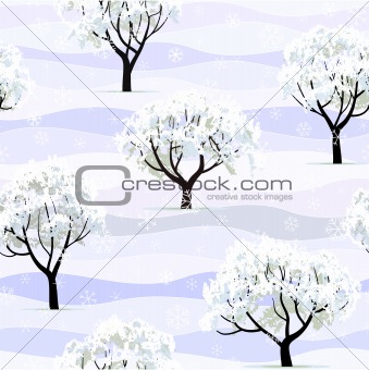 winter garden tree snow covered seamless background