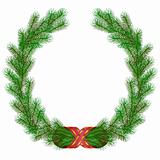 Christmas fir branch wreath frame isolated on white