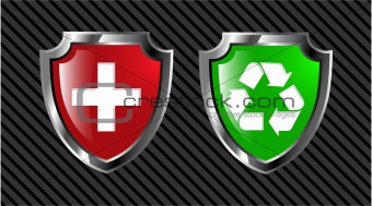 the set vector red and green shield 