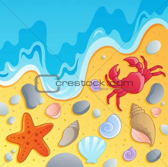 Beach with shells and sea animals 1