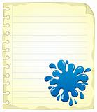 Blank notepad page with ink blot