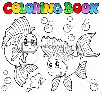Coloring book two cute goldfishes