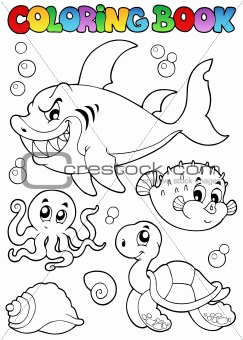 Coloring book various sea animals 1