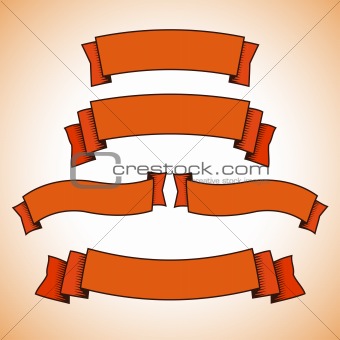 Set of red retro banners or ribbons