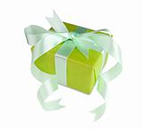 Green gift box with a  bow