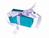 Blue gift box with a bow