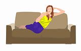 Woman taking rest on sofa