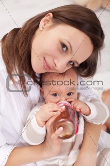 Baby girl drinking