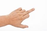 Man's hand show middle finger