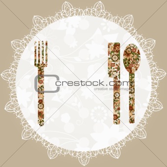 vector temlate for menu with knife, fork, napkin, and spoon