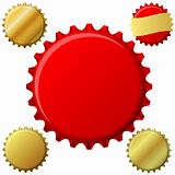 Bottle cap set in red and gold